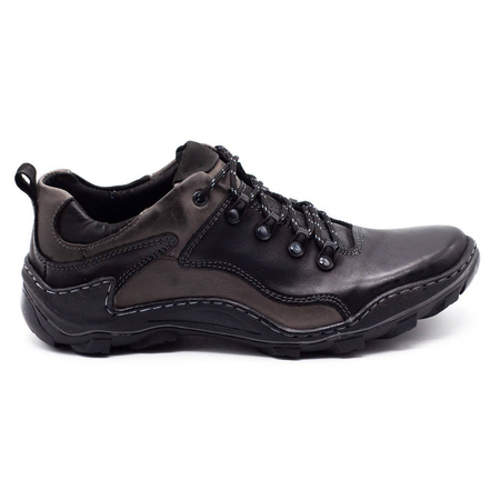 Skórzane buty męskie TRAPERY 207 czarne